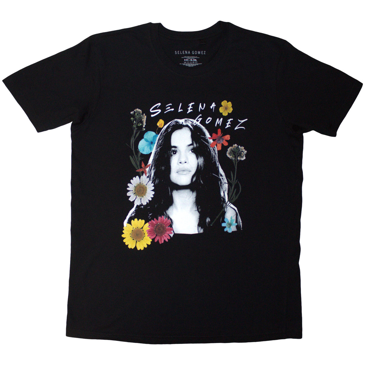 Selena Gomez Unisex T-Shirt Floral Collage Black (S)