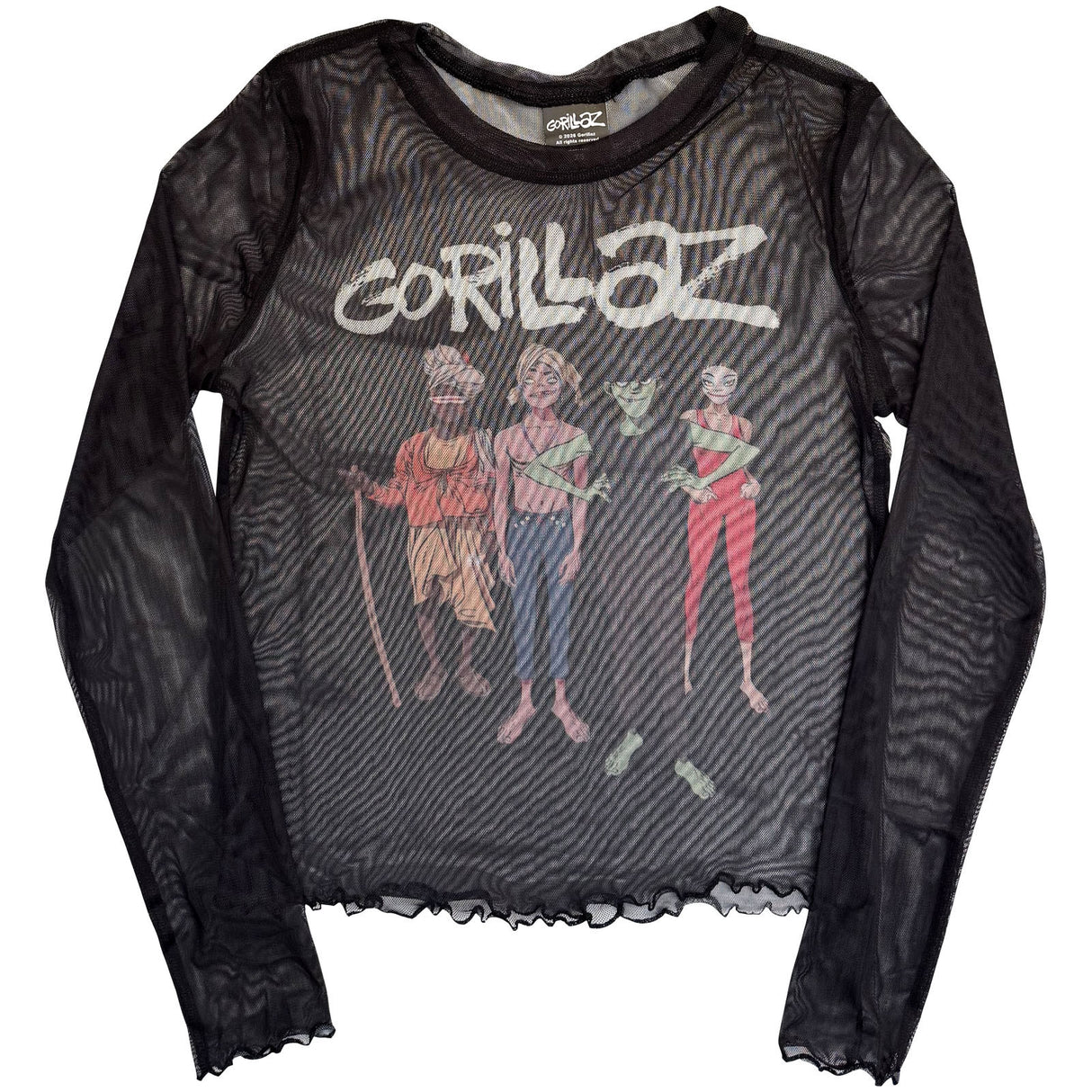Gorillaz Ladies Long Sleeve Mesh Crop Top The Mountain Group Black (M)
