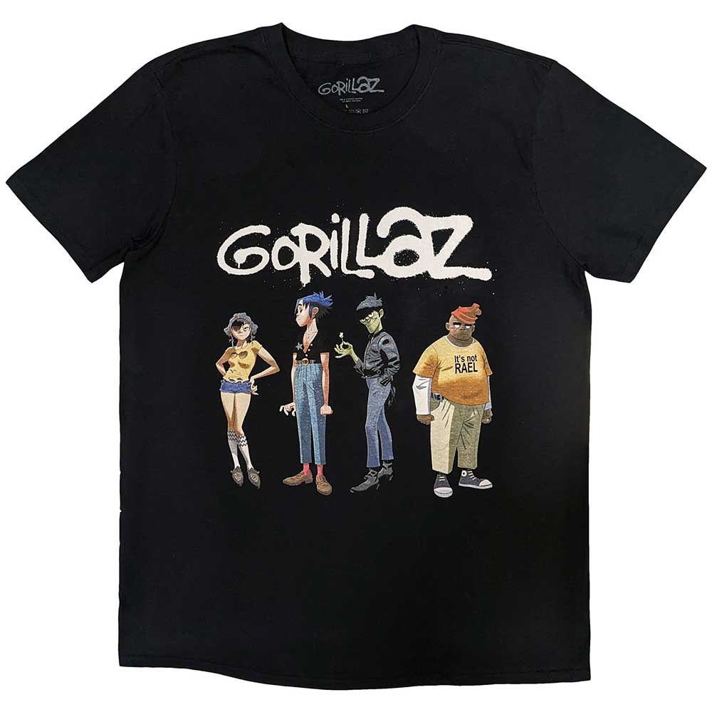 Gorillaz Unisex T-Shirt Spray Logo Group Black (L)