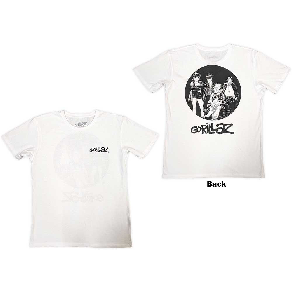 Gorillaz Unisex T-Shirt Song Machine Brush Logo (Back Print) White (XL)