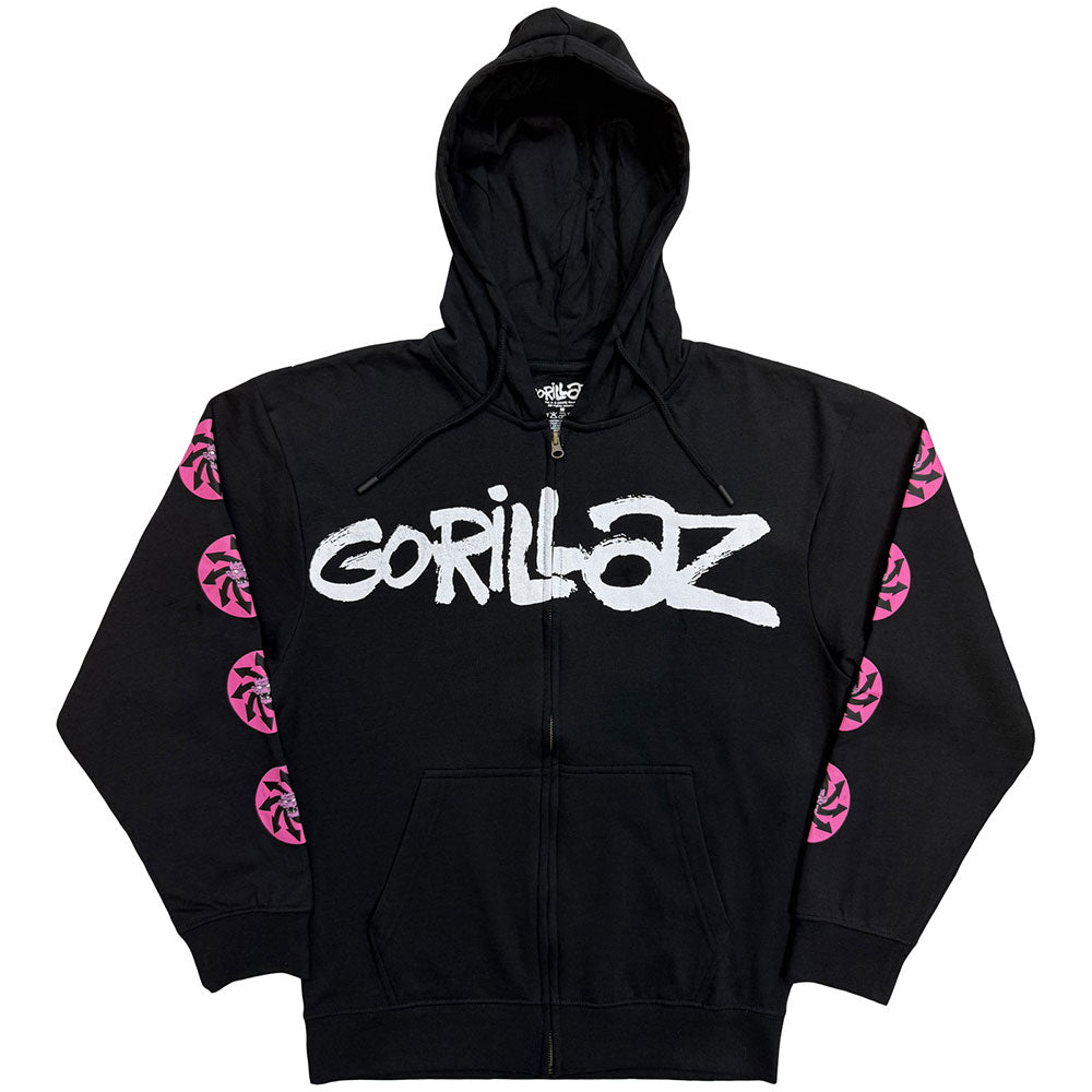 Gorillaz Unisex Zipped Hoodie Repeat Pazuzu Charcoal Grey (M)