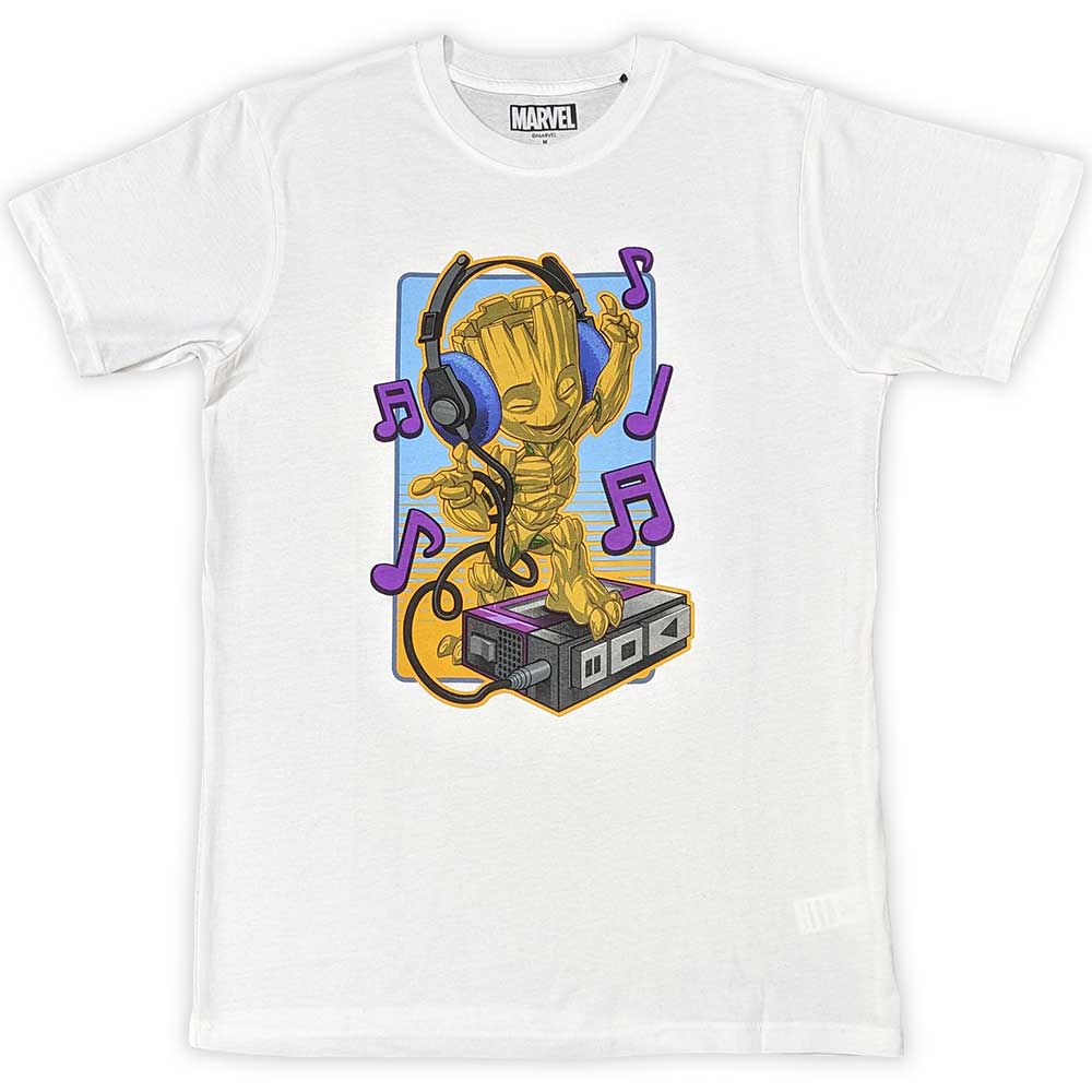Marvel Comics Unisex T-Shirt Guardians of the Galaxy Groot Dancing White (L)