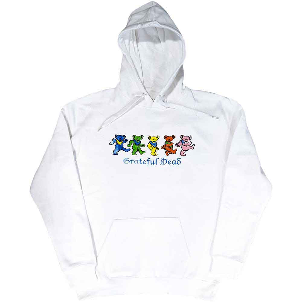 Grateful Dead Unisex Pullover Hoodie Dancing Bears White (M)