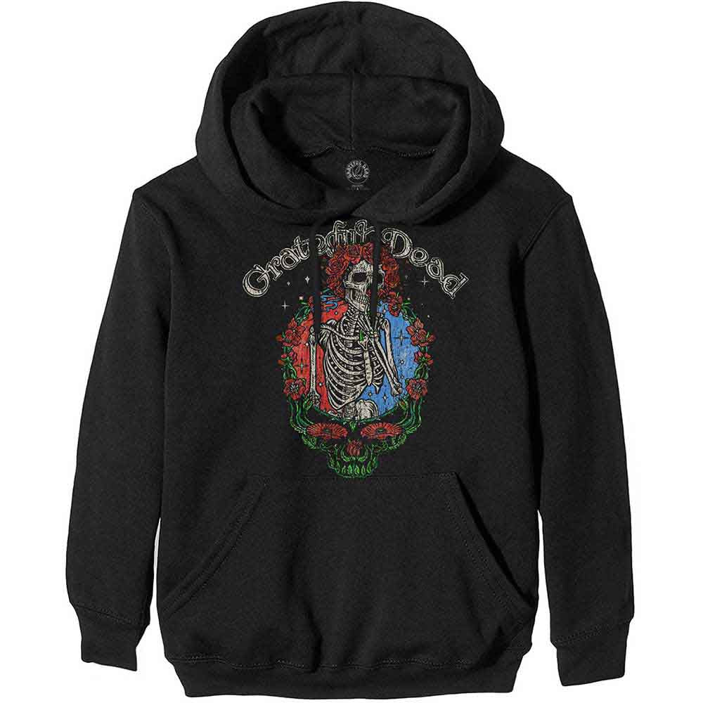 Grateful Dead Unisex Pullover Hoodie Floral Stealie Black (L)