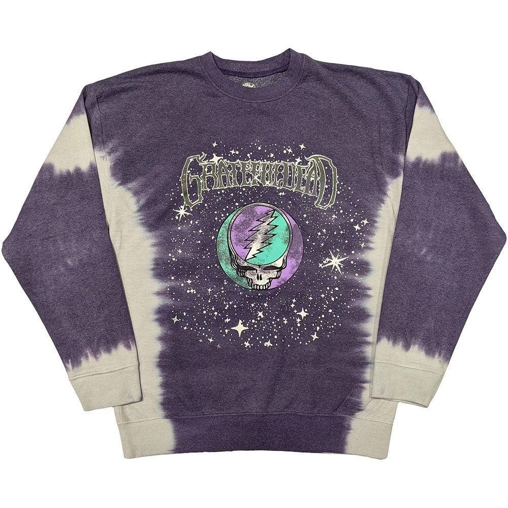 Grateful Dead Unisex Dip Dye Sweatshirt Cosmic Stealie (Wash) Purple (L)