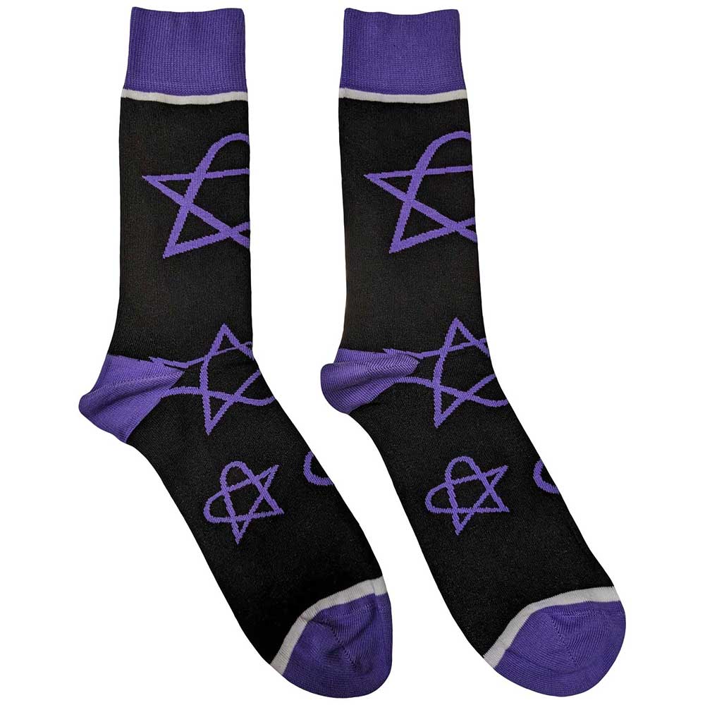 HIM Unisex Ankle Socks Purple Heartagrams Black  (UK Size 7-11)