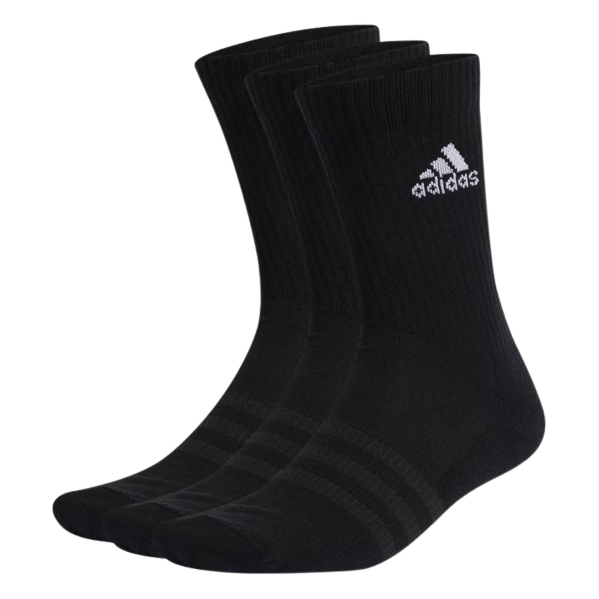 Adidas Cushioned Crew Socks Adult (3 Pairs) Black Large (Size 8.5-10)