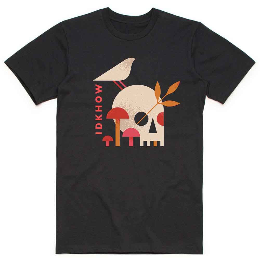 iDKHow Men's T-Shirt Mushroom Skull Black (S)
