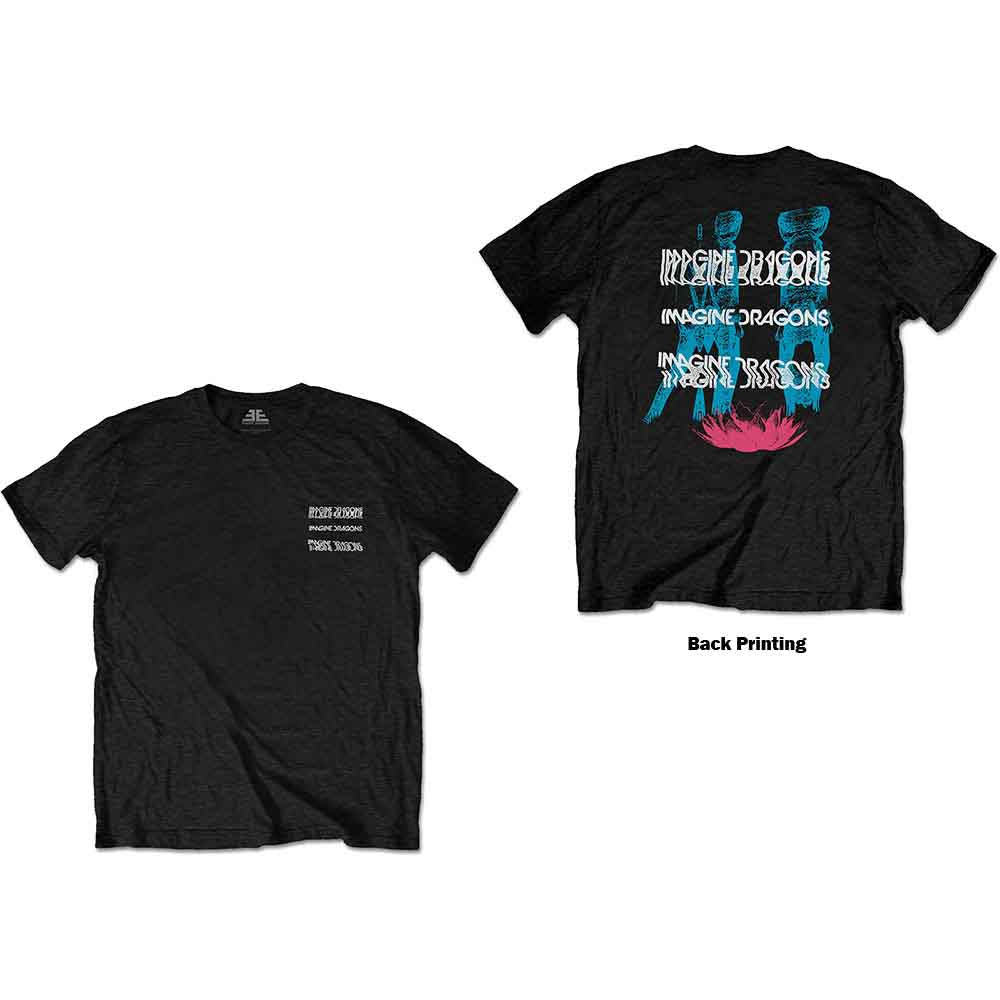 Imagine Dragons Unisex T-Shirt Man Glitch (Back Print) Black (M)