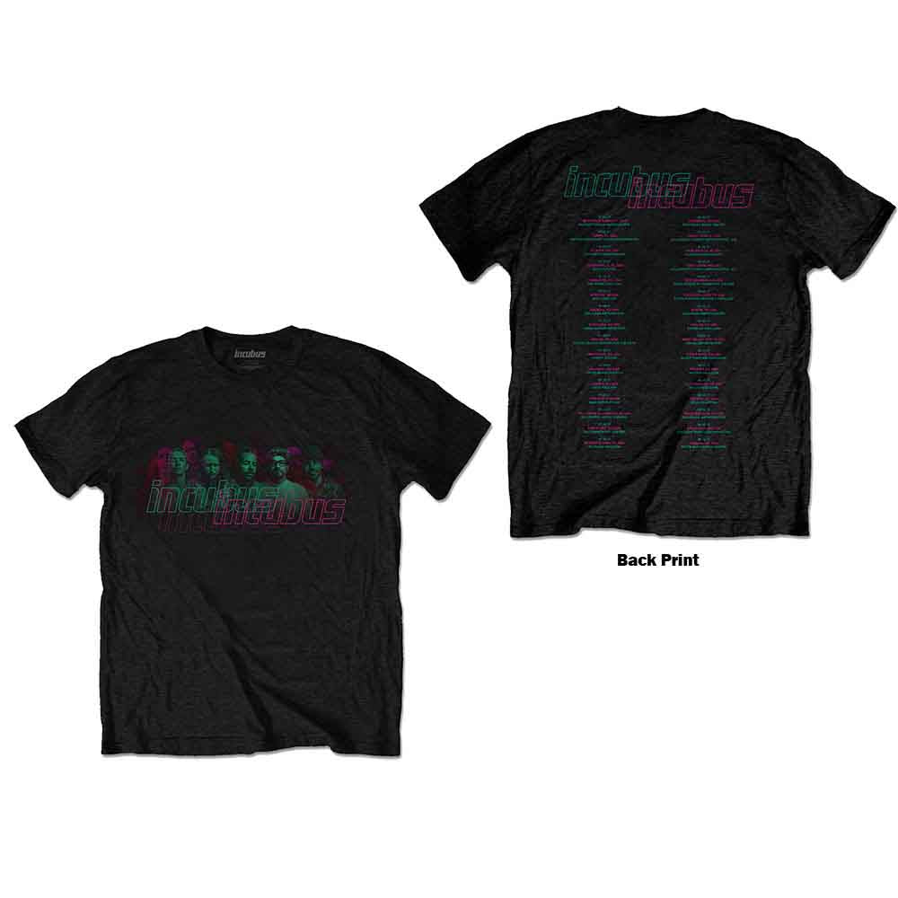 Incubus Unisex T-Shirt 17 Tour (Back Print) Black (XL)