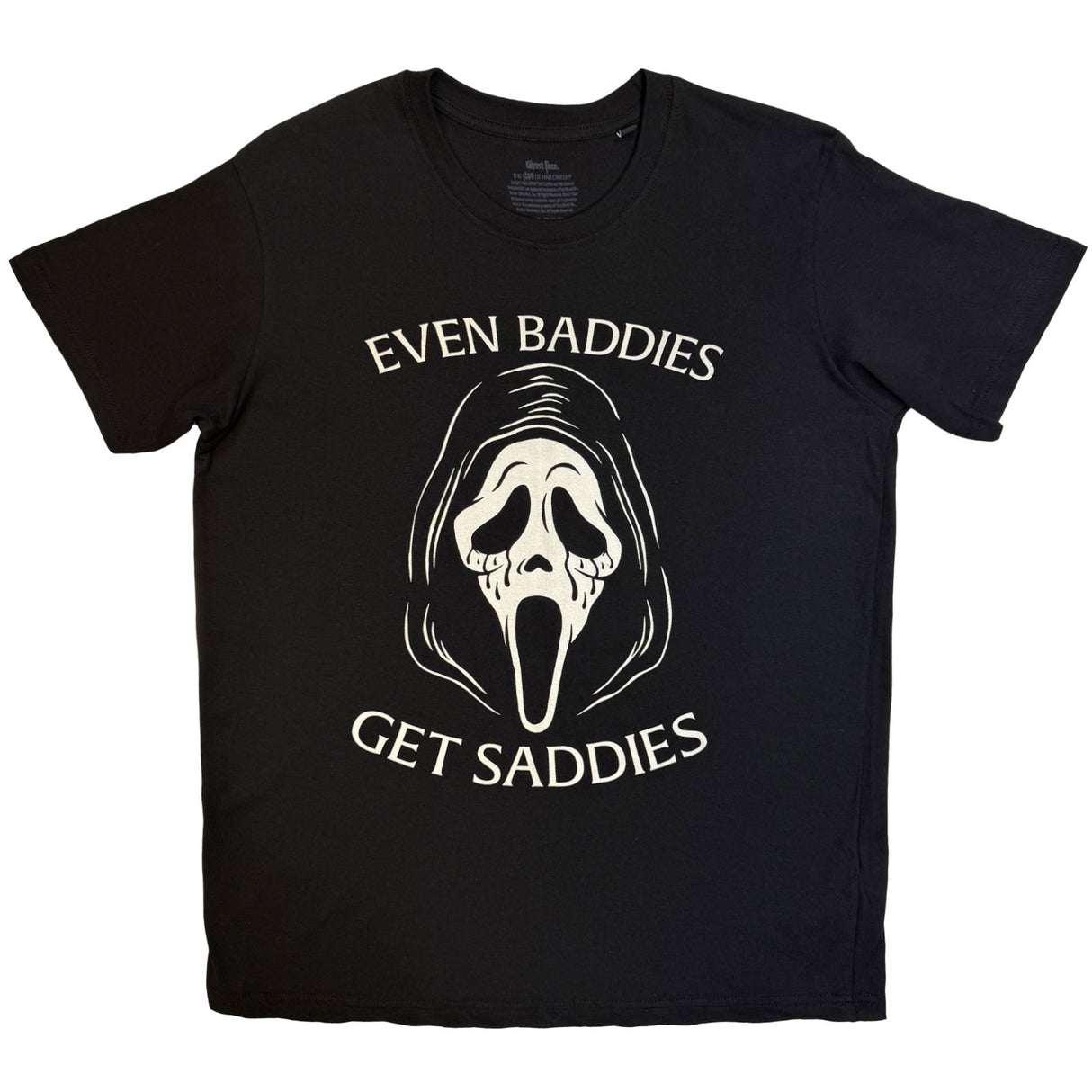 Ghostface Unisex T-Shirt Even Baddies Get Saddies Black (XL)
