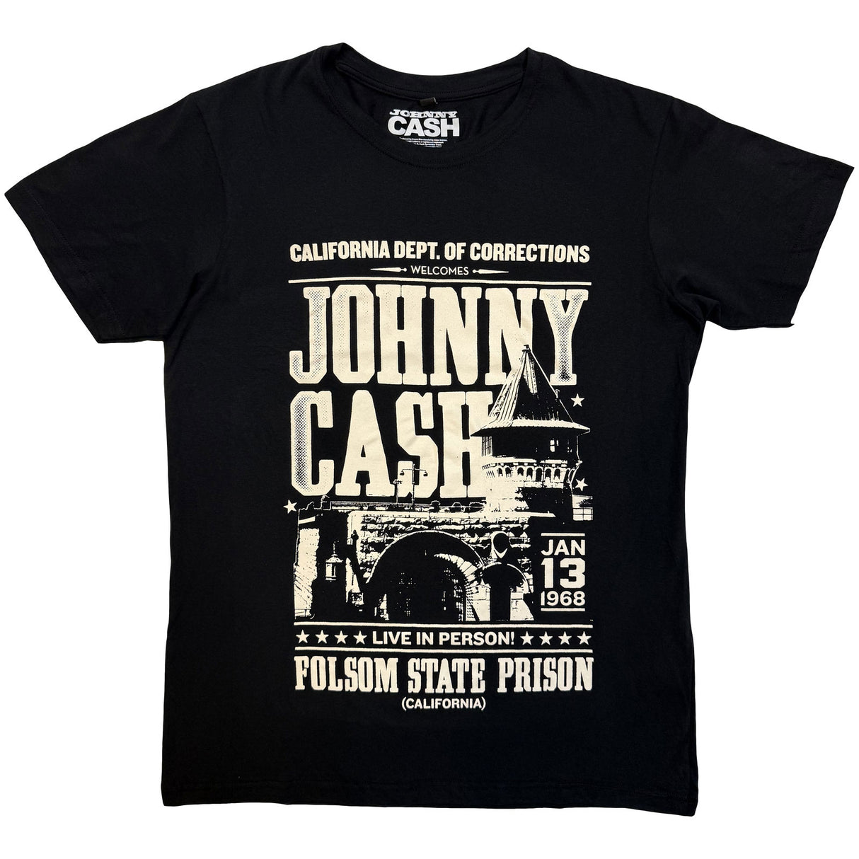 Johnny Cash Unisex Carbon T-Shirt Prison Poster Black (XL)