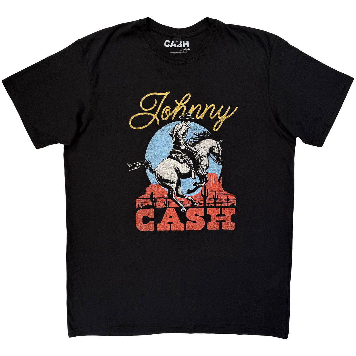 Johnny Cash Unisex Carbon T-Shirt Cowboy Black (XXL)
