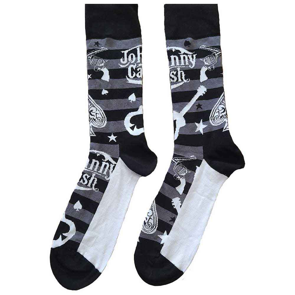 Johnny Cash Unisex Ankle Socks Guitars n Guns Black/White (UK Size 7-11)