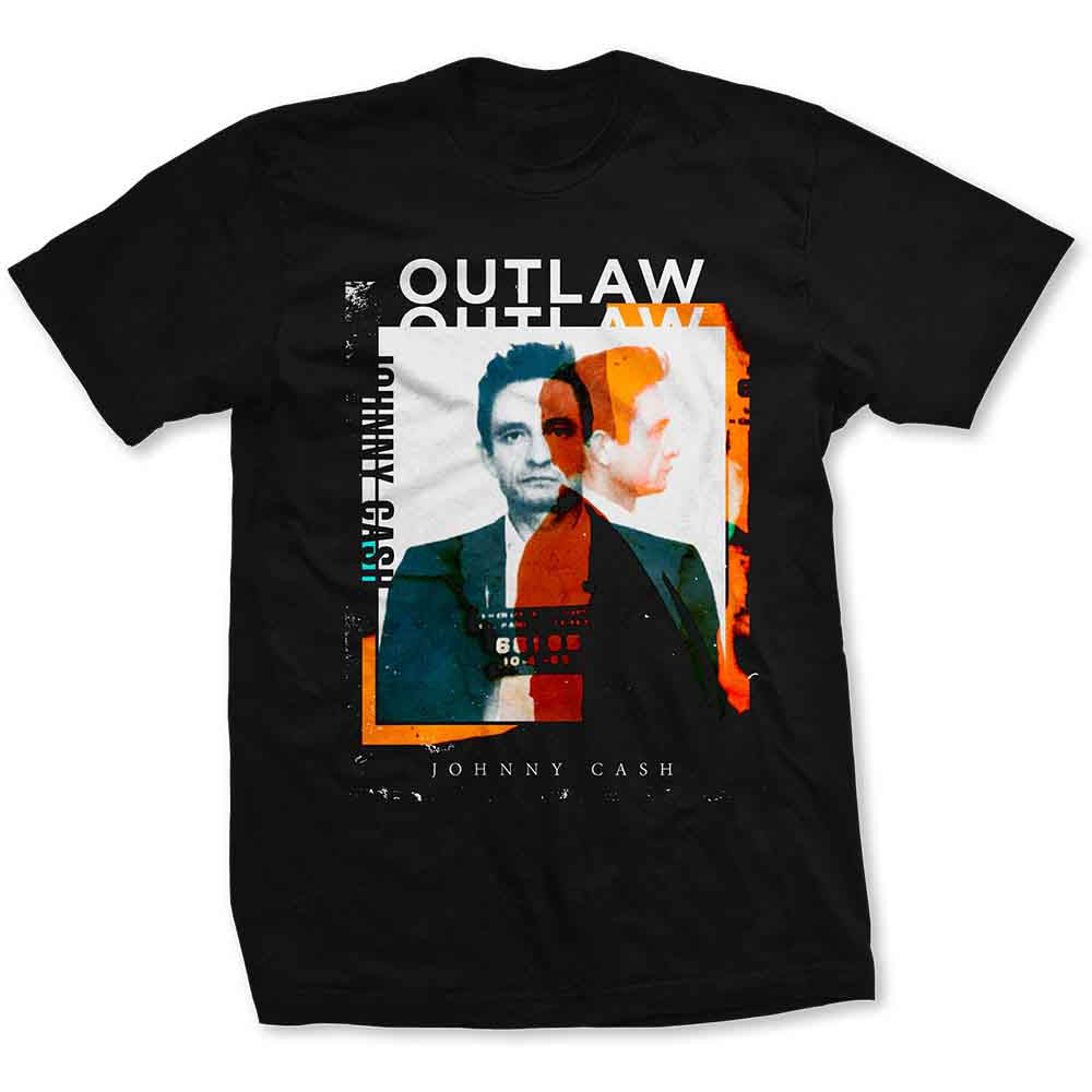 Johnny Cash Unisex T-Shirt Outlaw Photo Black (XL)
