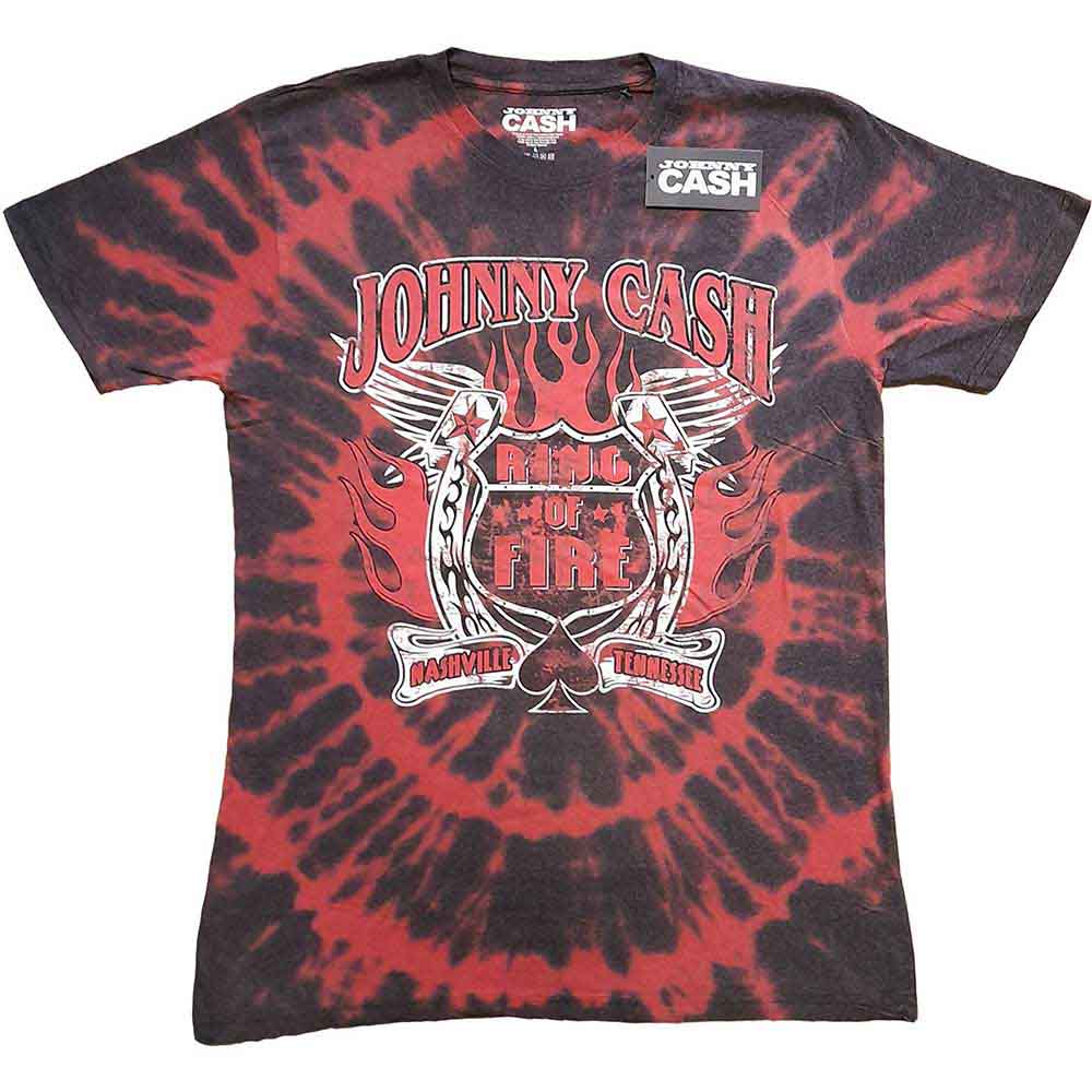 Johnny Cash Unisex T-Shirt Ring of Fire (Dip-Dye) Red (M)
