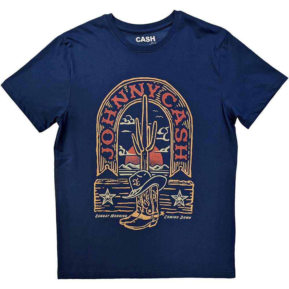 Johnny Cash Unisex T-Shirt Sunday Morning Blue (S)