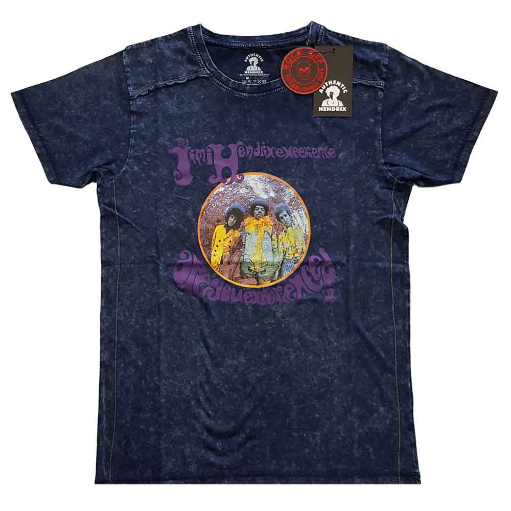 Jimi Hendrix Unisex T-Shirt (Snow Wash) Experienced Navy Blue (XXL)