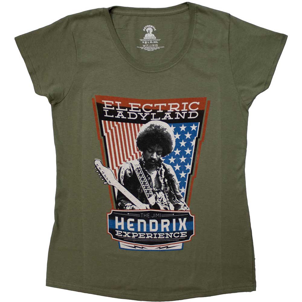Jimi Hendrix Ladies T-Shirt Electric Ladyland Green (M)