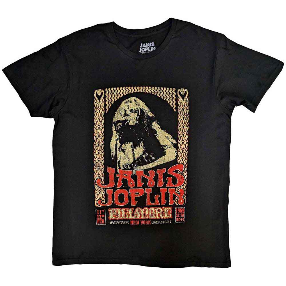 Janis Joplin Unisex T-Shirt Vintage Poster Black (M)