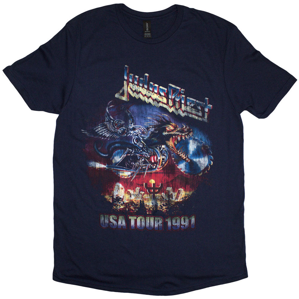 Judas Priest Men's T-Shirt Painkiller US Tour 91 Navy Blue (M)
