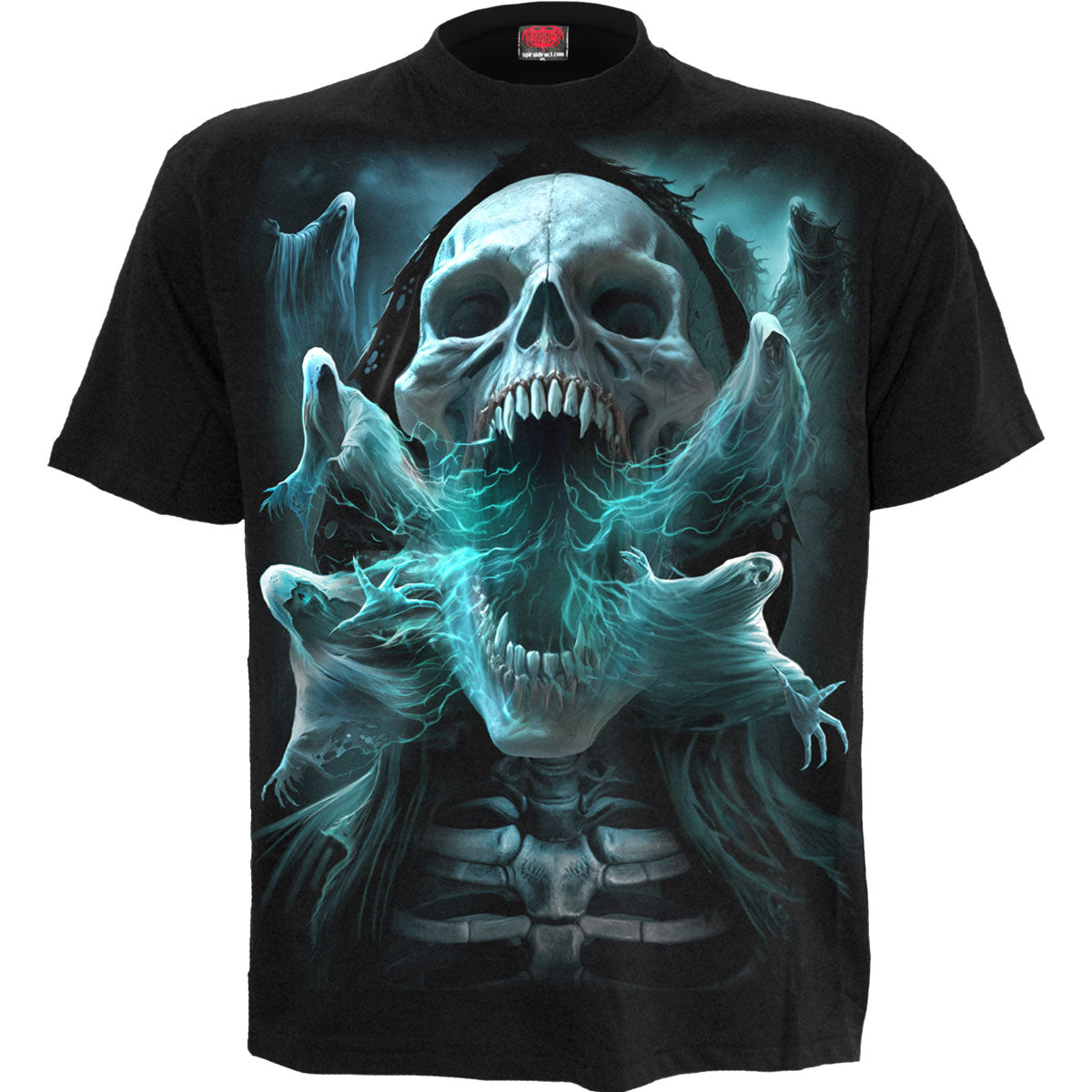 Spiral Unisex T-Shirt Ghost Skull (Back Print) Black (M)