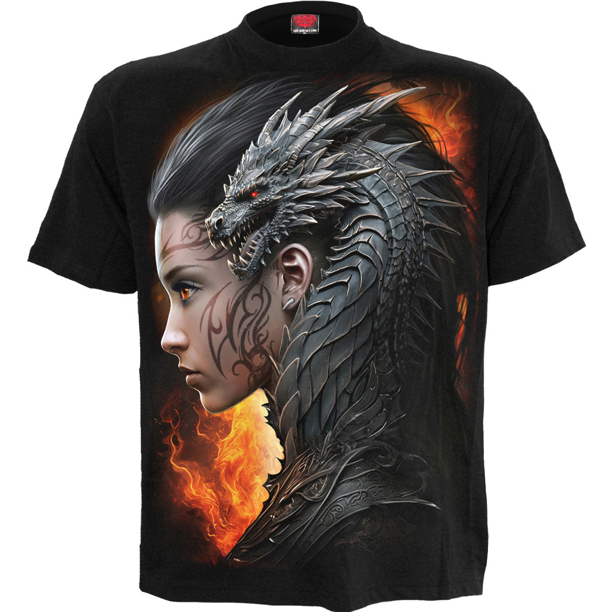 Spiral Unisex T-Shirt Draco Queen (Back Print) Black (L)