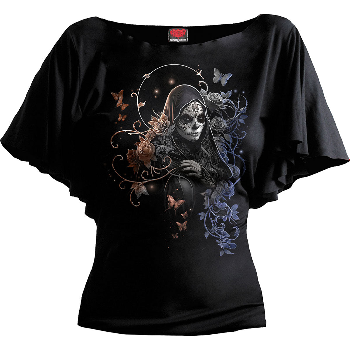 Spiral Ladies Latin Boatneck Top Gothic Grace Black (XXXXL)