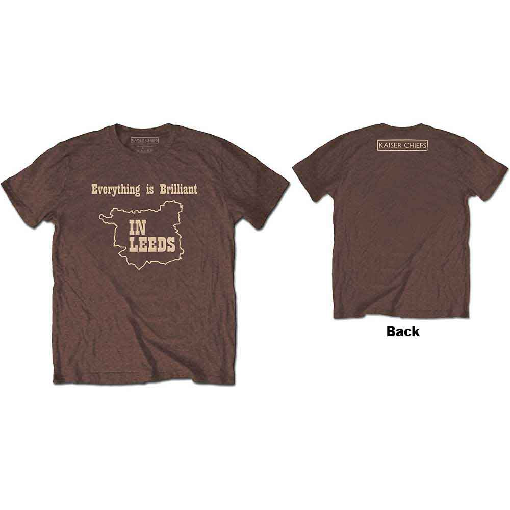 Kaiser Chiefs Unisex T-Shirt Everything Is Brilliant (Back Print) Brown (XL)