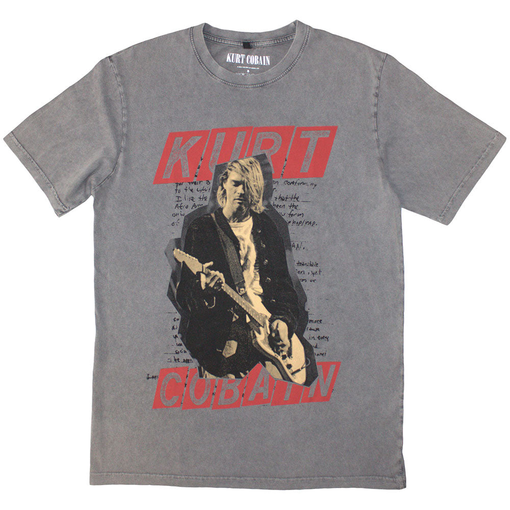 Kurt Cobain Unisex Stone Wash T-Shirt Collage Grey (XL)
