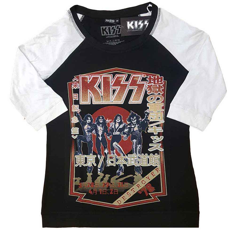 KISS Unisex Raglan T-Shirt Destroyer Tour '78 Black/White (M)