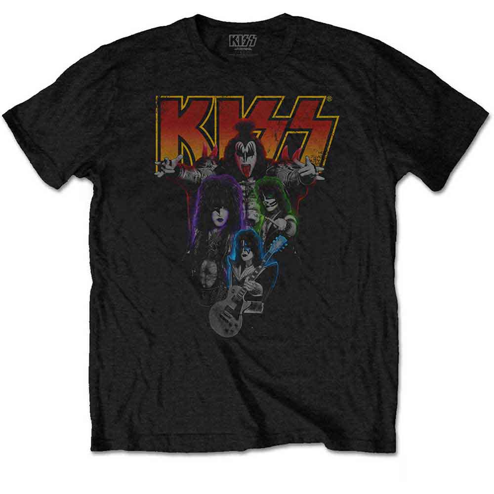 KISS Men's T-Shirt Neon Band Black (XL)