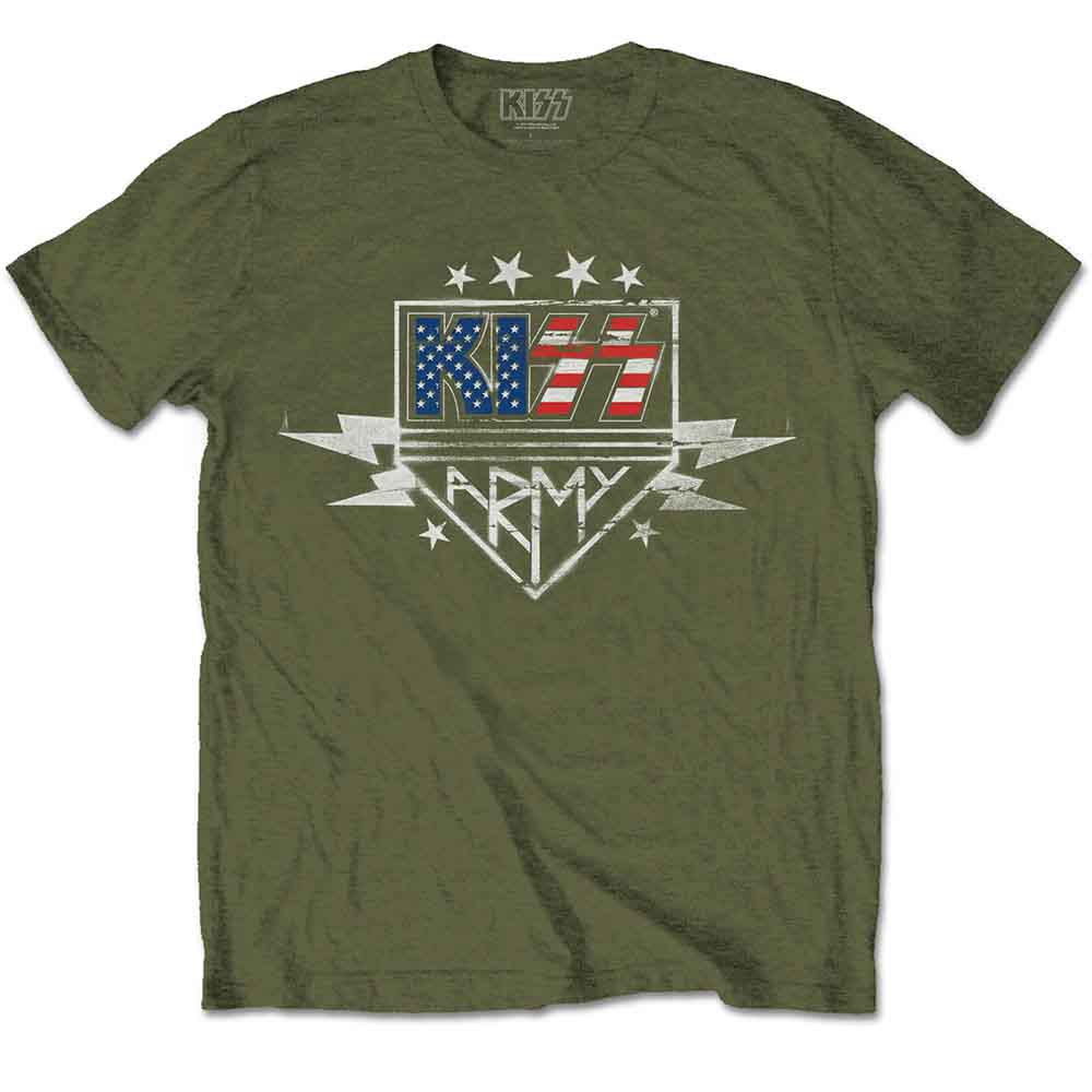 KISS Unisex T-Shirt Army Lightning Green (S)