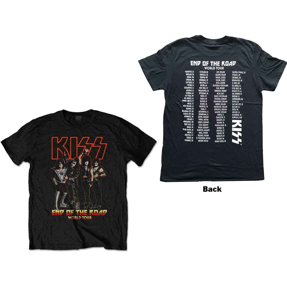 KISS Unisex T-Shirt End Of The Road Tour (Back Print) Black (XXL)