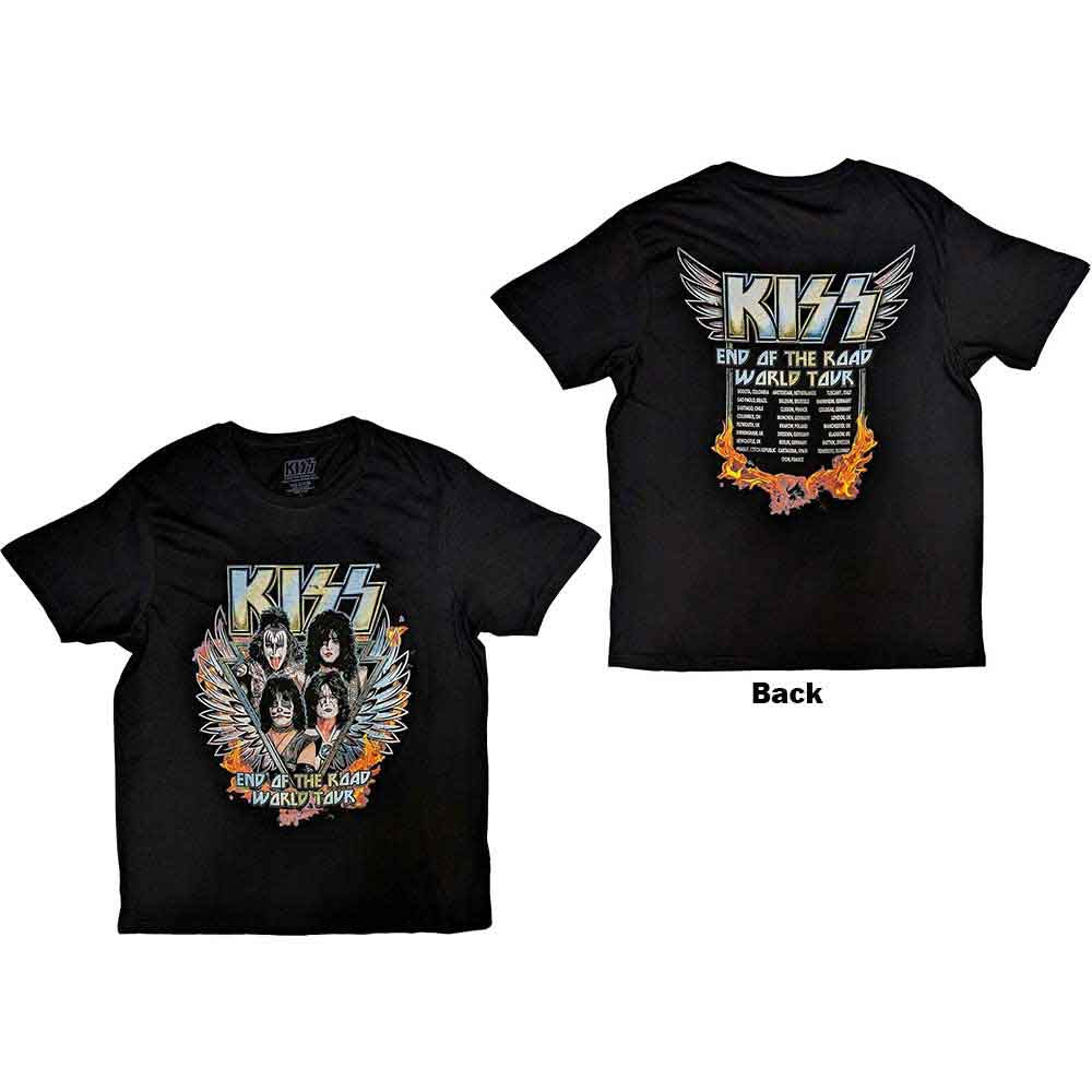KISS Unisex T-Shirt End Of The Road Wings (Back Print) Black (XXL)