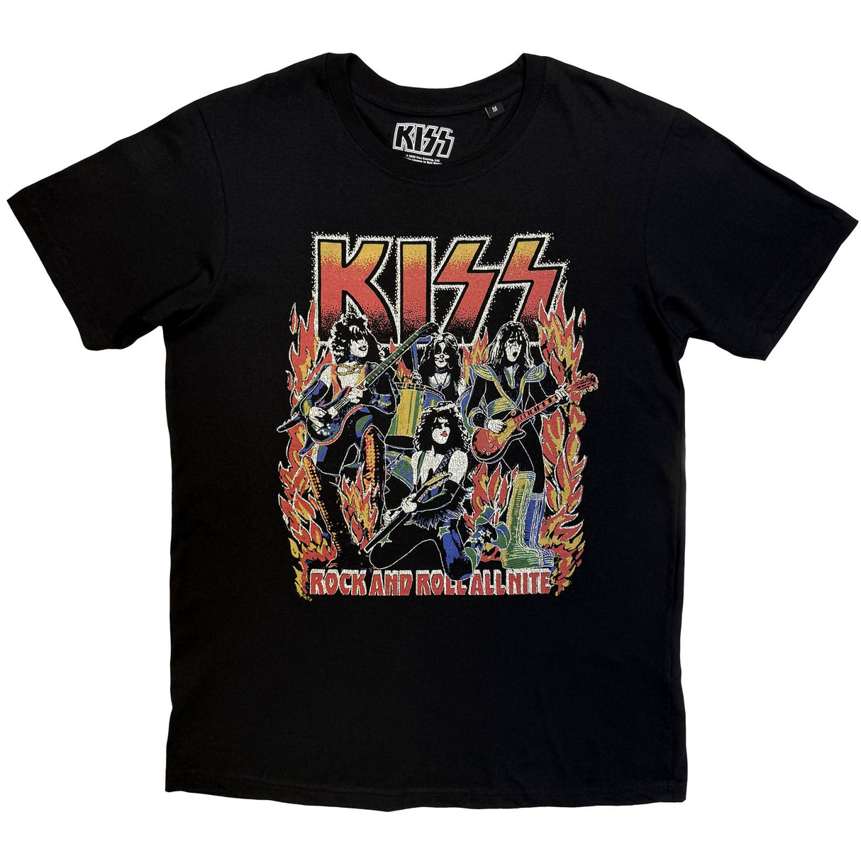 KISS Unisex T-Shirt Rock and Roll All Nite Black (L)