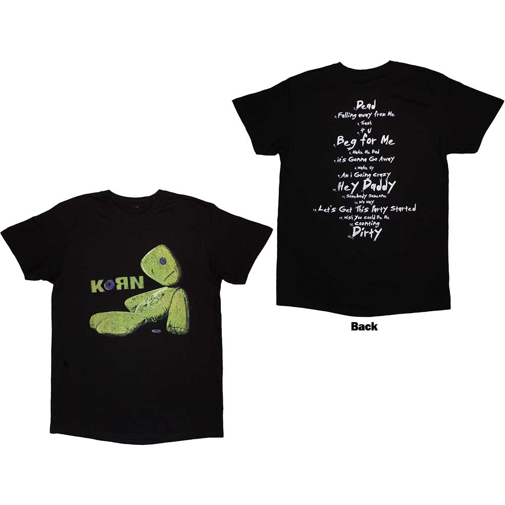 Korn Unisex T-Shirt Issues Tracklist (Back Print) Black (S)