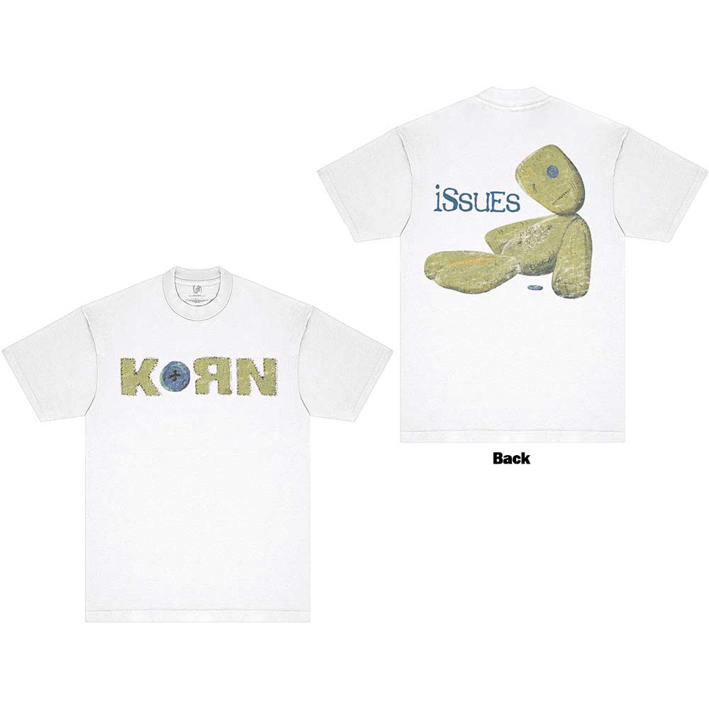 Korn Unisex T-Shirt Doll Issues (Back Print) White (XL)