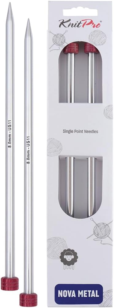 KnitPro Knitting Pins Single-Ended Nova Metal 25cm x 8.00mm (Pair)