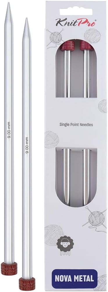 KnitPro Knitting Pins Single-Ended Nova Metal 35cm x 9.00mm (Pair)