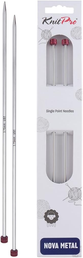 KnitPro Knitting Pins Single-Ended Nova Metal 30cm x 3.75mm (Pair)