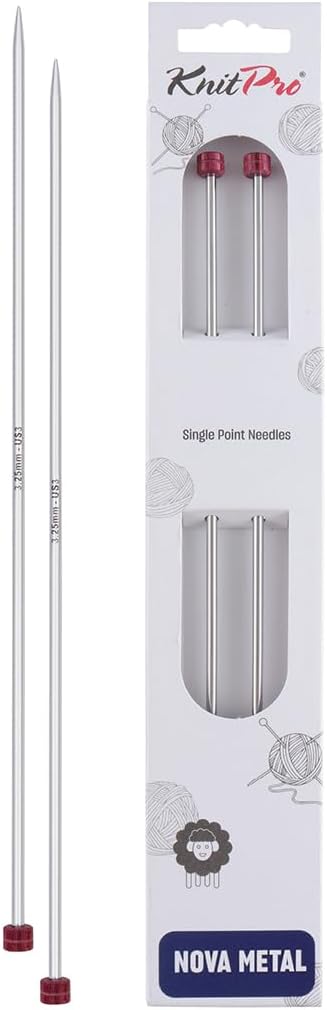 KnitPro Knitting Pins Single-Ended Nova Metal 25cm x 3.25mm (Pair)