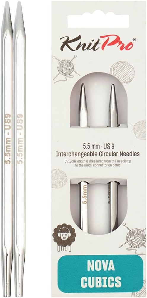 KnitPro Knitting Pins Circular Interchangeable Nova Cubics 13cm x 5.50mm (Pair)