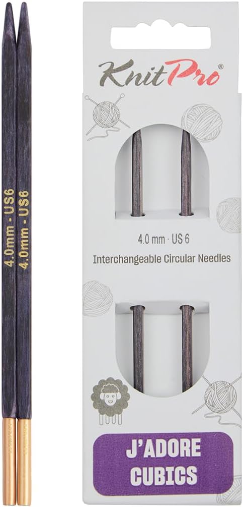 KnitPro Knitting Pins Circular Interchangeable J'Adore Cubics 10cm x 4.00mm (Pair)