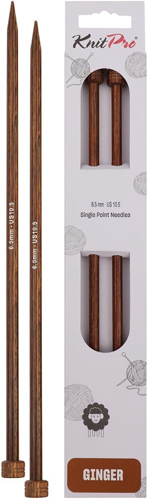 KnitPro Knitting Pins Single-Ended Ginger 25cm x 6.50mm (Pair)