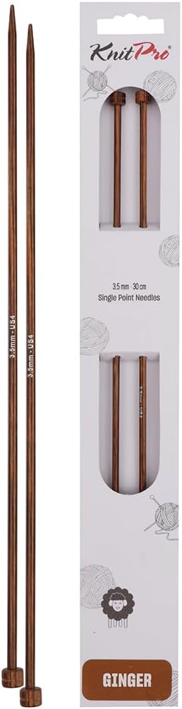 KnitPro Knitting Pins Single-Ended Ginger 30cm x 3.50mm (Pair)