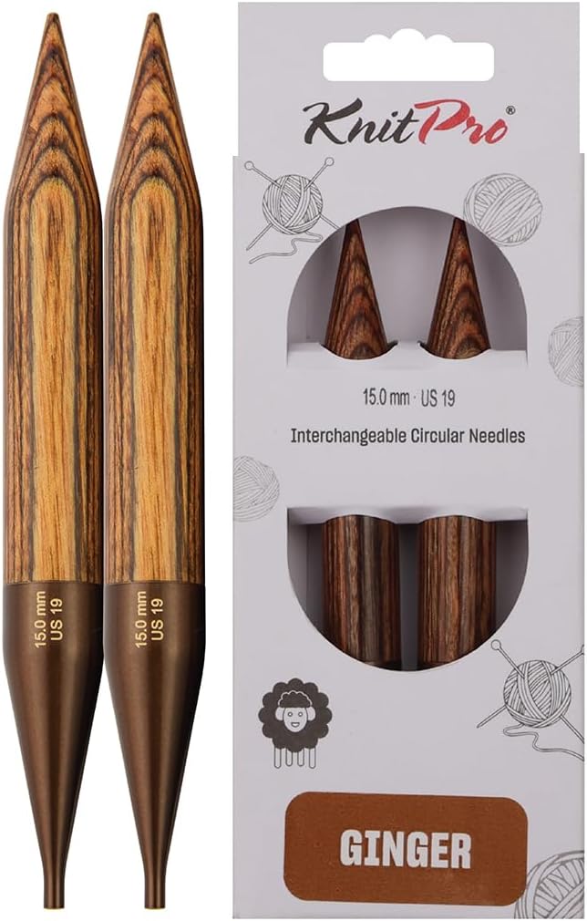 KnitPro Knitting Pins Circular Interchangeable Ginger 13cm x 15.00mm (Pair)