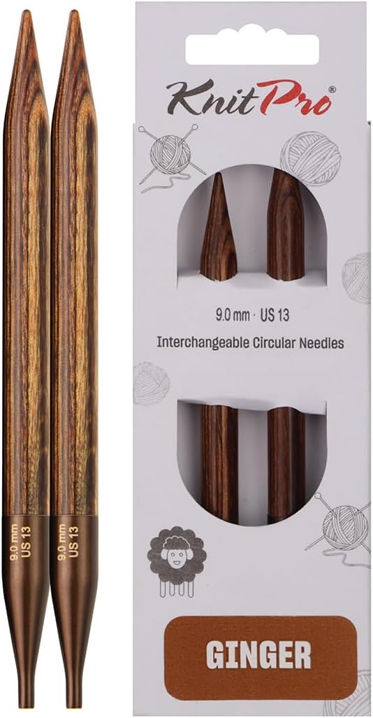 KnitPro Knitting Pins Circular Interchangeable Ginger 10cm x 9.00mm (Pair)
