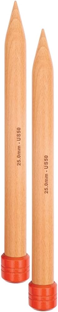 KnitPro Knitting Pins Single-Ended Jumbo Birch 35cm x 25.00mm (Pair)