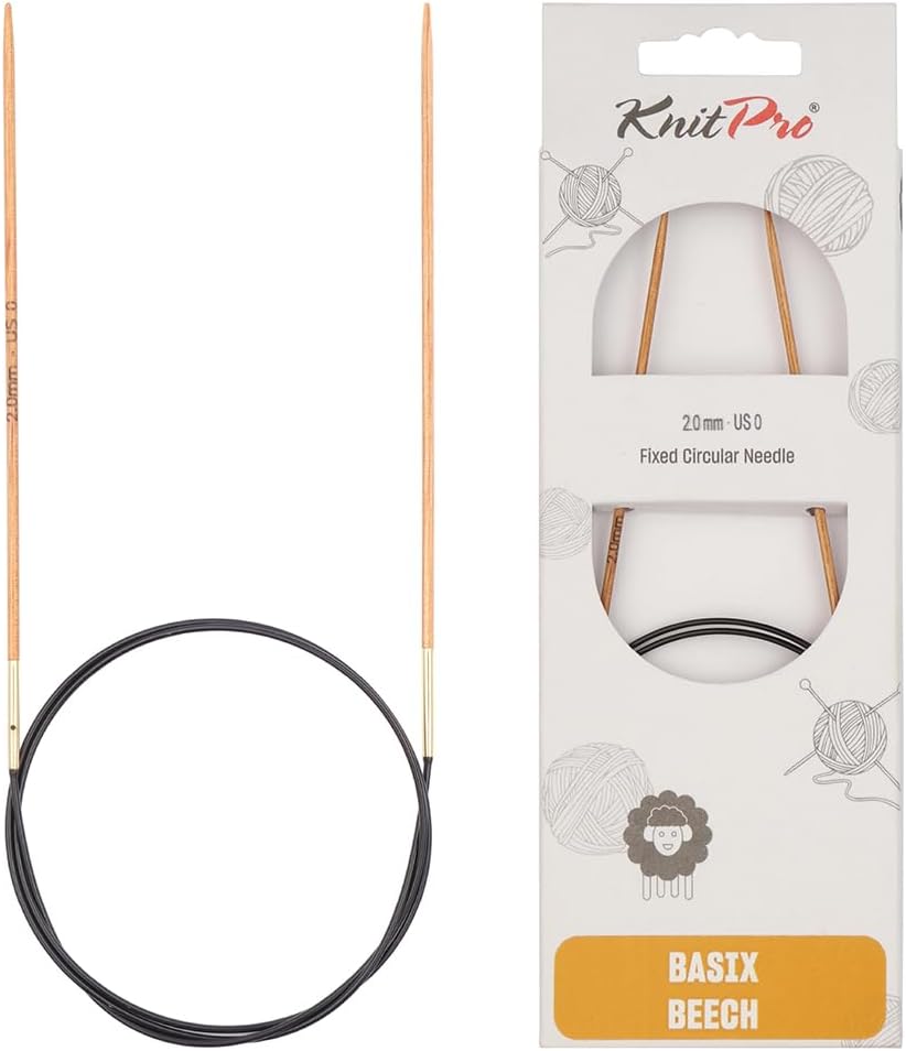 KnitPro Basix Beech Knitting Pins Circular Fixed 80cm x 2.00mm